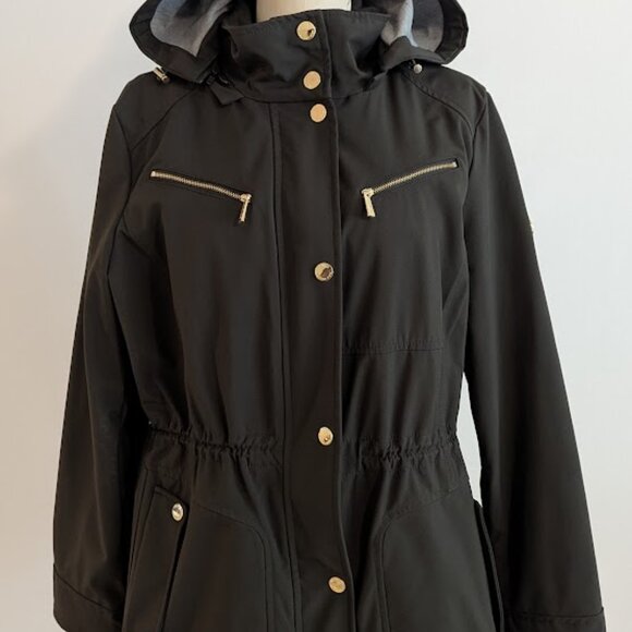 Michael Kors Women's Hooded Anorak Rain Coat (Size Large, Hunter Green) - Picture 2 of 12